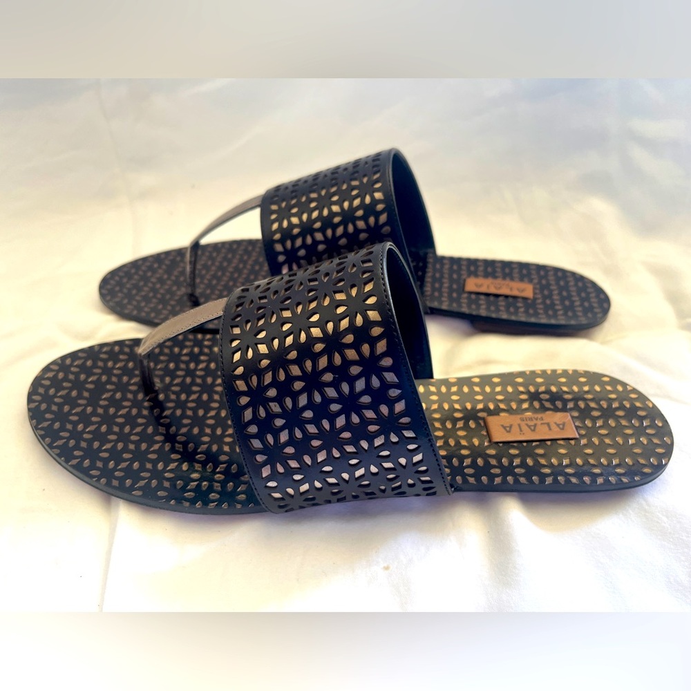 Alaïa Sandal slide ons black and metallic NWT Size EU 40
